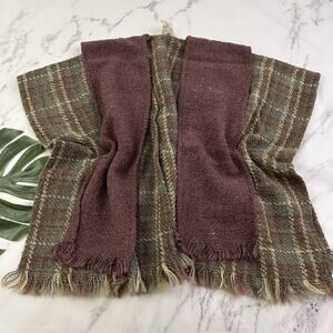 Boyne Valley Weavers Poncho Sweater Shawl One Size Green Purple Plaid Layered